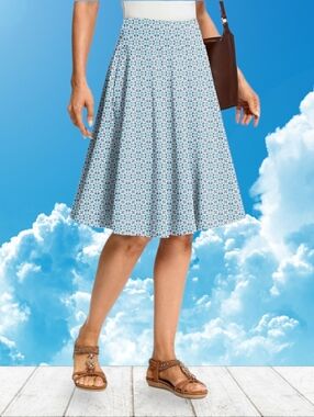 Womens Skorts Skirt Shorts 24" Length Light Blue Print XL